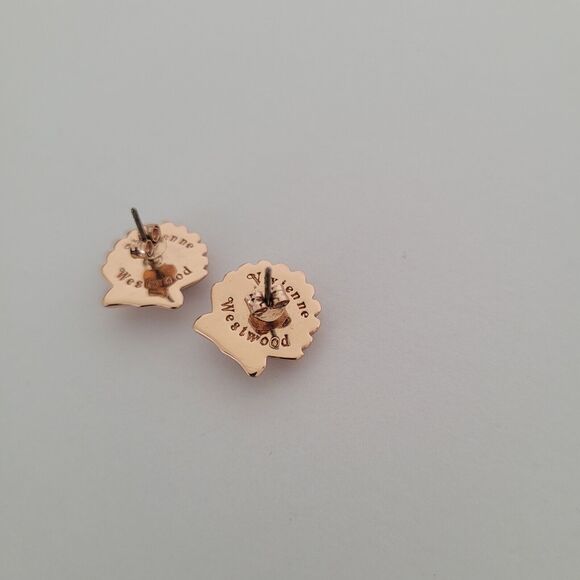 Vivienne Westwood Shells Stud Earrings Small Rose Gold Orbit Rare - Picture 4 of 5